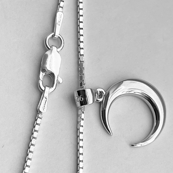 Sterling Silver Crescent Moon Necklace, Celestial - Picture 10 of 10